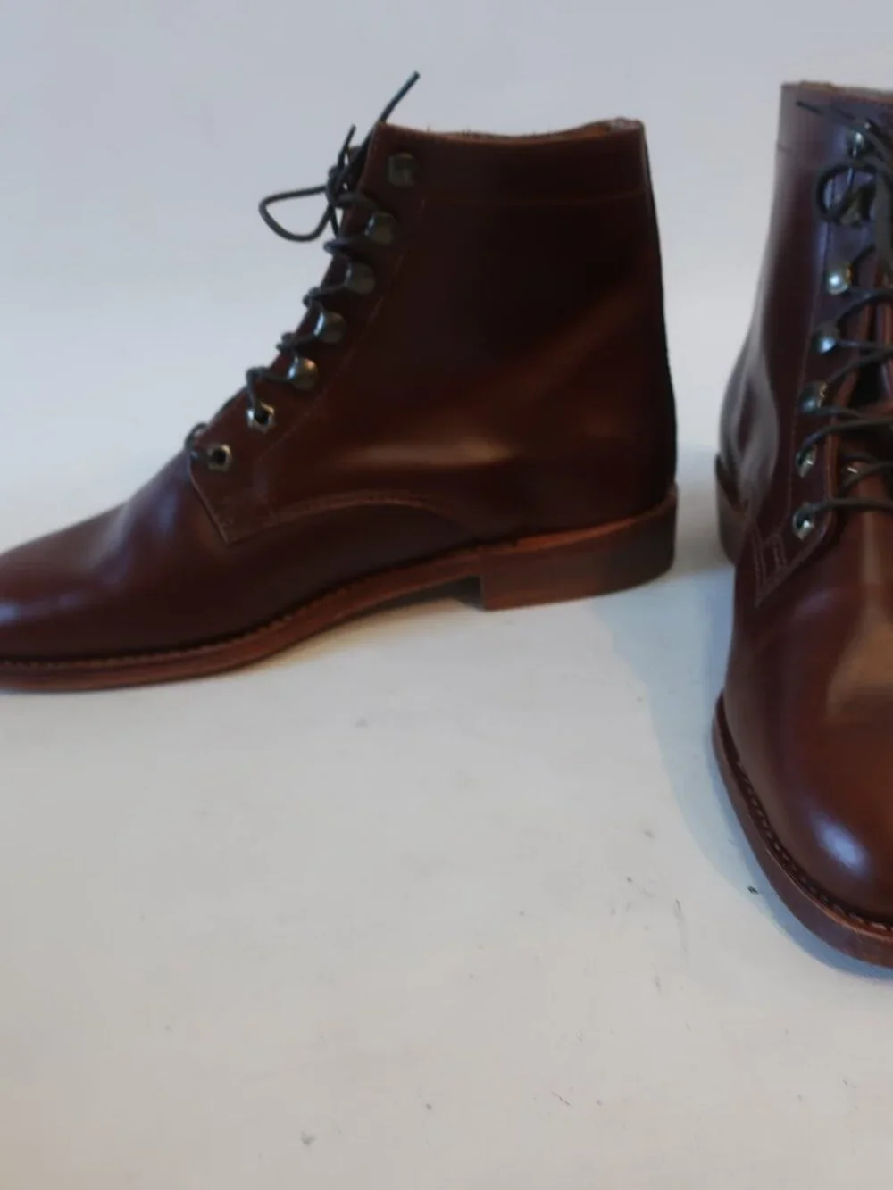 Mens Latino Royalty Reddish-Brown Leather Ankle Lace Up Boots 42 EU/9 US